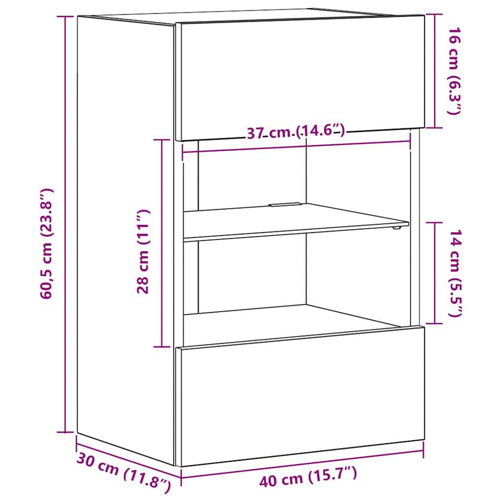 vidaXL TV-Wandschränke mit LED-Leuchten 2 Stk. Weiß 40x30x60,5 cm