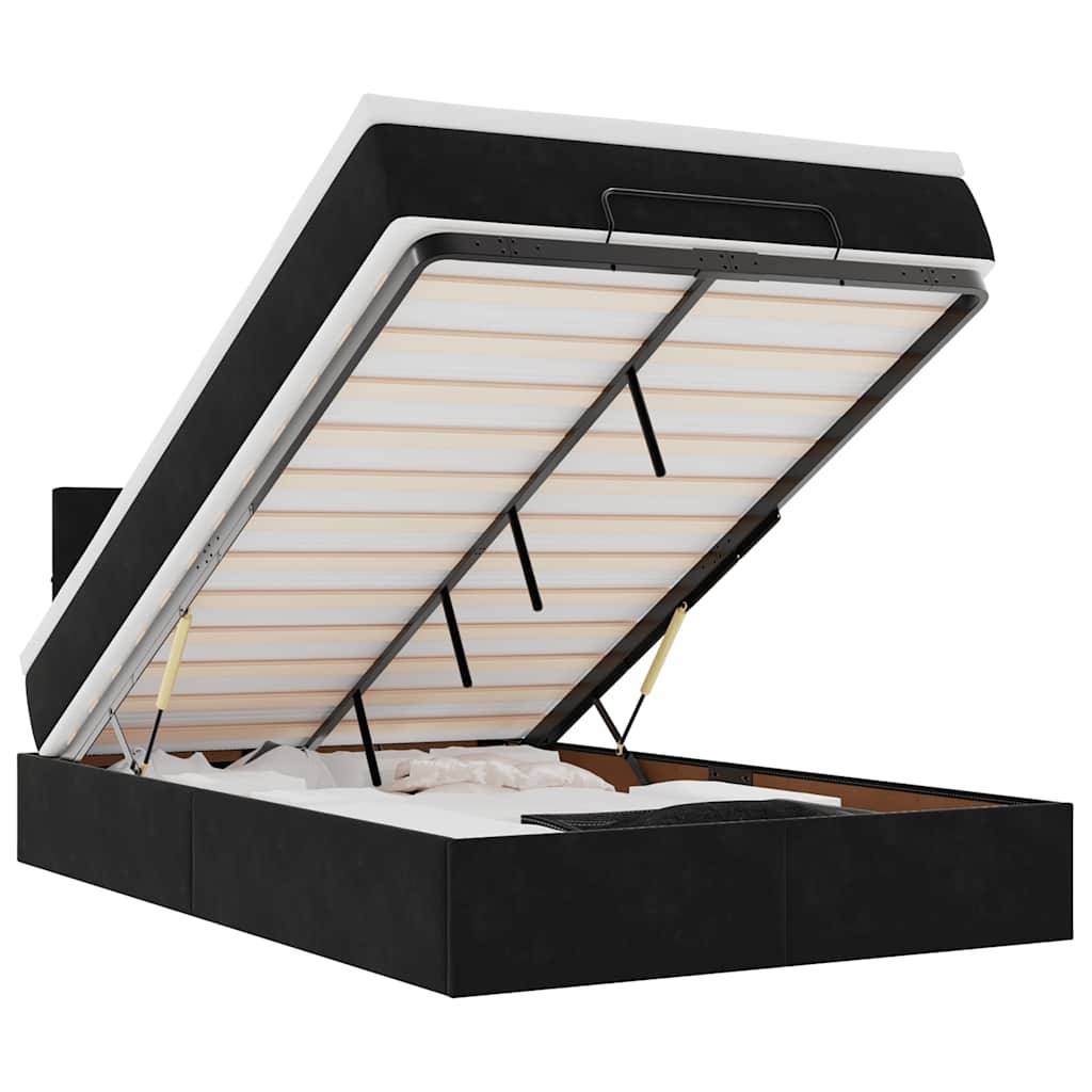 vidaXL Ottoman-Bett mit Matratze Schwarz 120x200 cm Samt