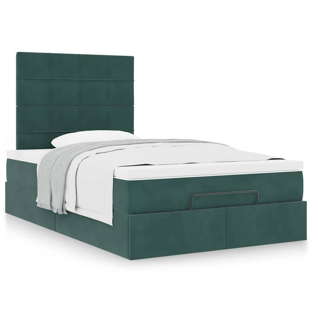 vidaXL Ottoman-Bett mit Matratzen Dunkelgrün 120x190 cm Samt