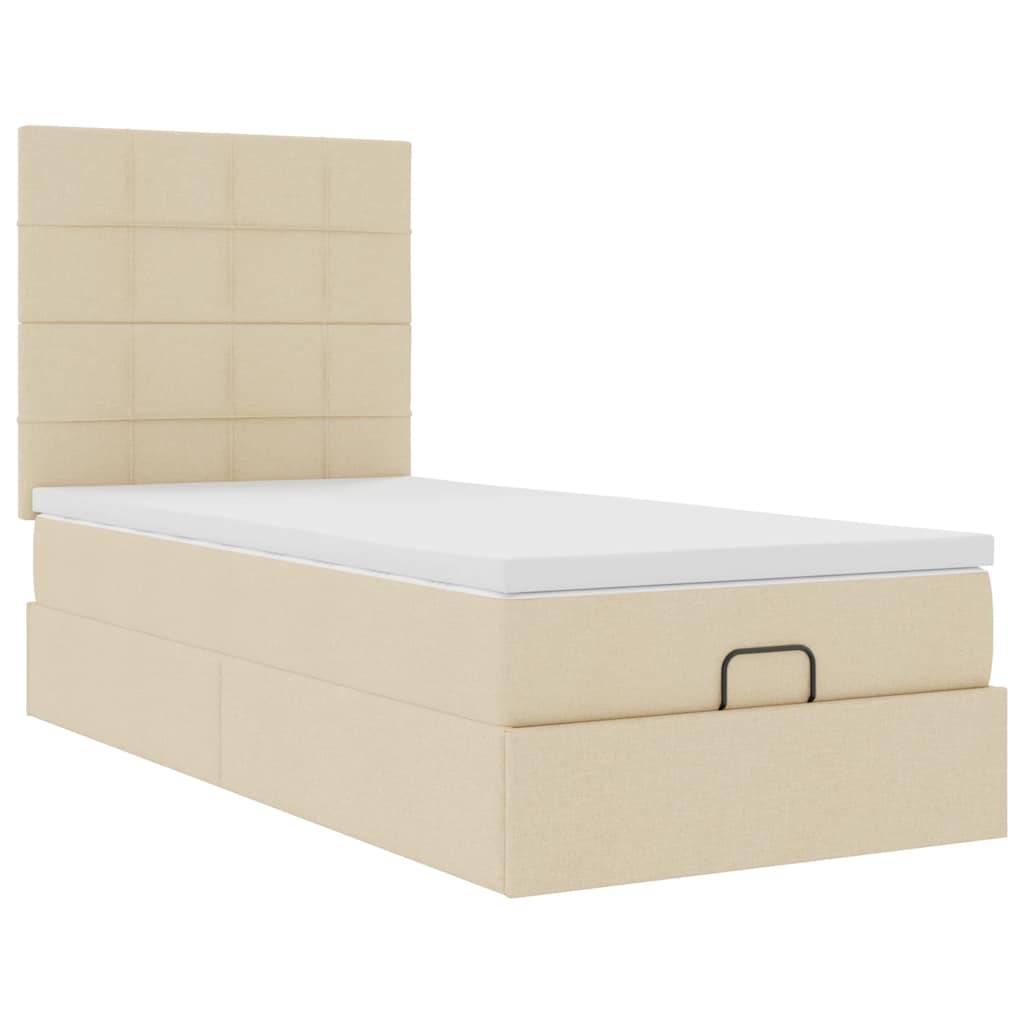 vidaXL Ottoman-Bett mit Matratze Creme 90x190 cm Stoff