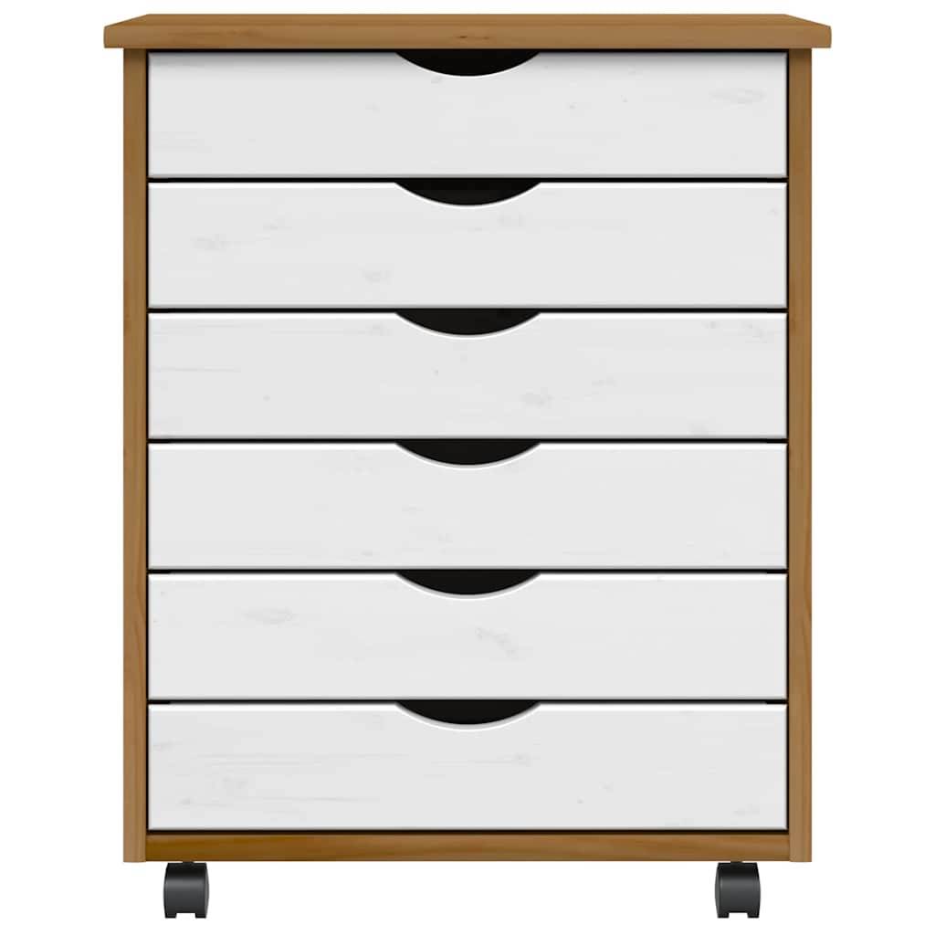 vidaXL Rollschrank mit Schubladen MOSS Honigbraun Massivholz Kiefer