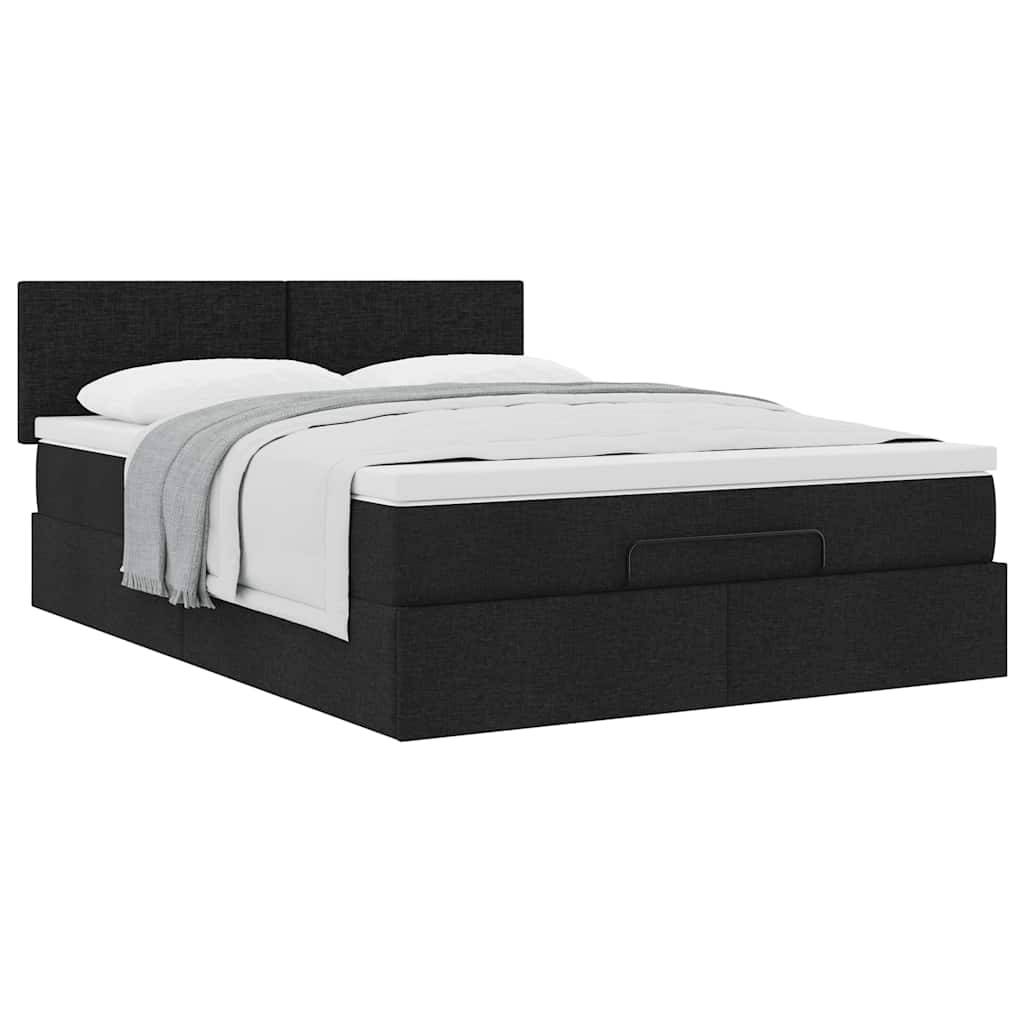 vidaXL Ottoman-Bett mit Matratze Schwarz 140x190 cm Stoff