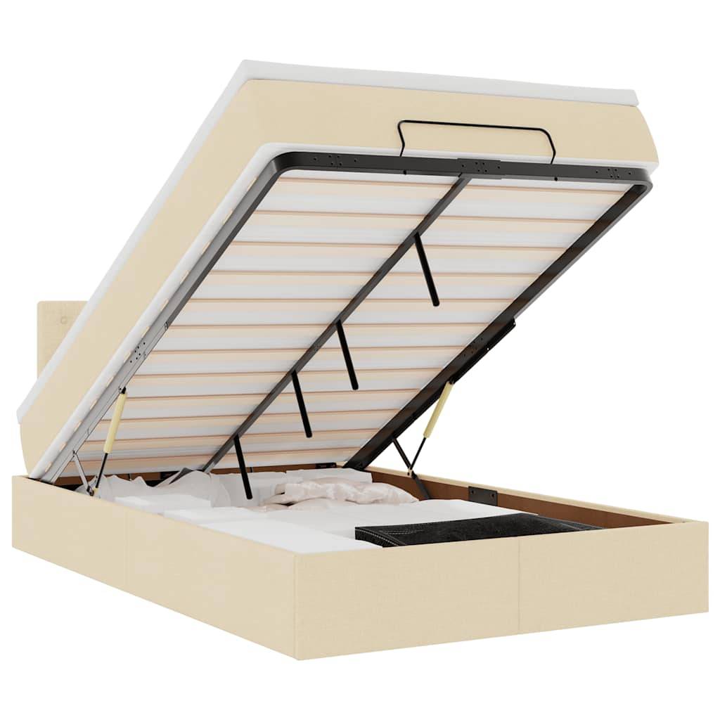 vidaXL Ottoman-Bett mit Matratze & LEDs Creme 120x200 cm Stoff