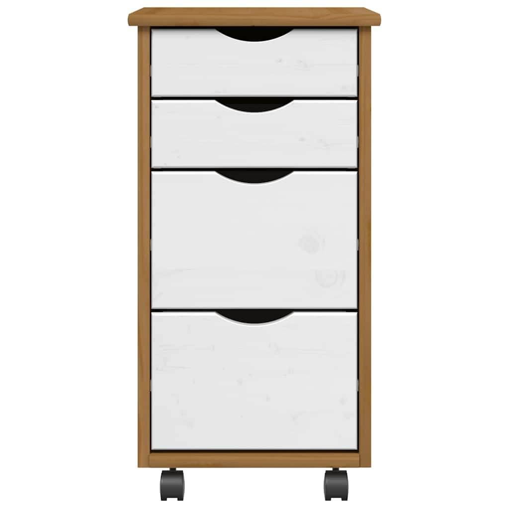 vidaXL Rollschrank mit Schubladen MOSS Honigbraun Massivholz Kiefer