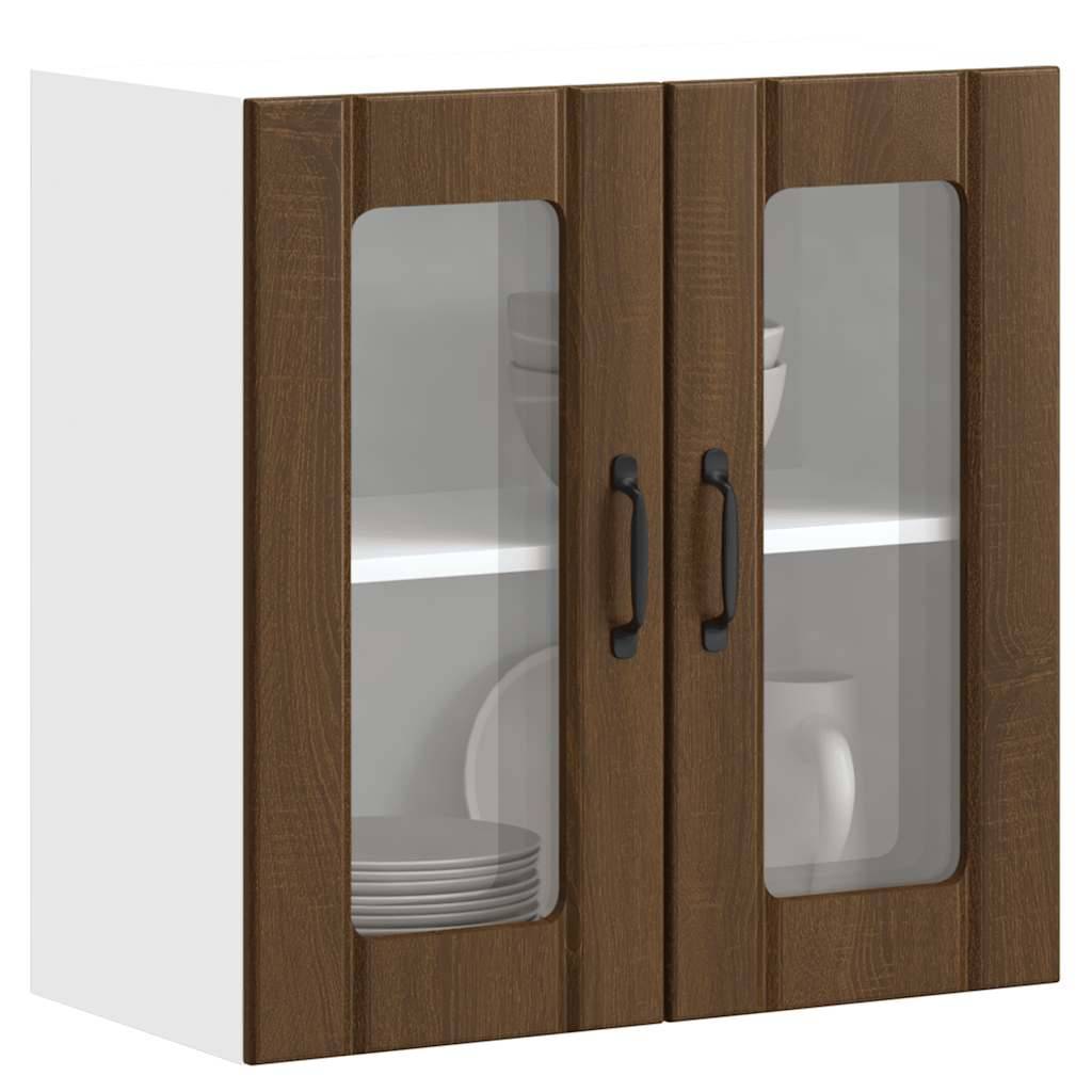 vidaXL Küchen-Hängeschrank mit Glastür Lucca Braun Eichen-Optik