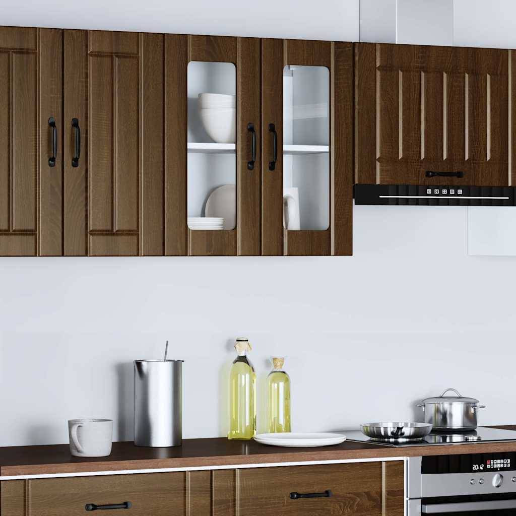 vidaXL Küchen-Hängeschrank mit Glastür Lucca Braun Eichen-Optik