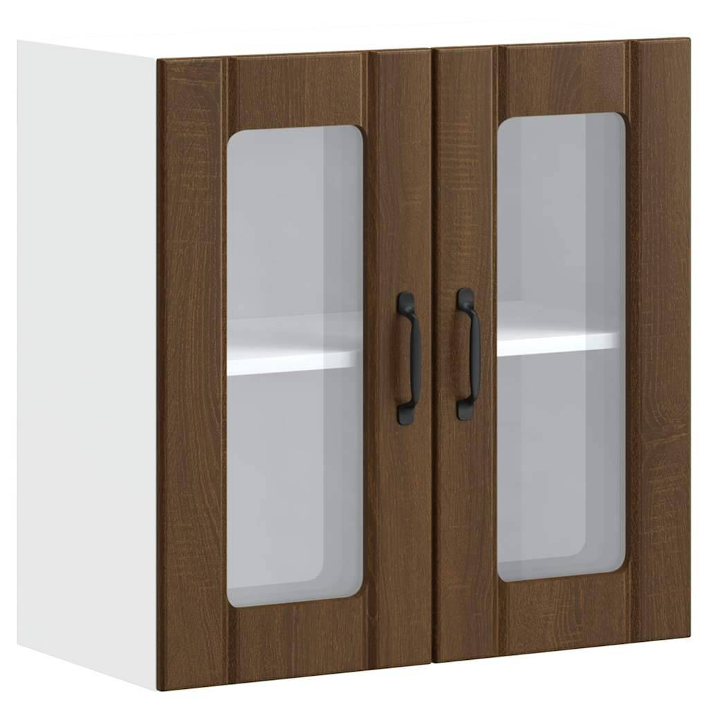 vidaXL Küchen-Hängeschrank mit Glastür Lucca Braun Eichen-Optik