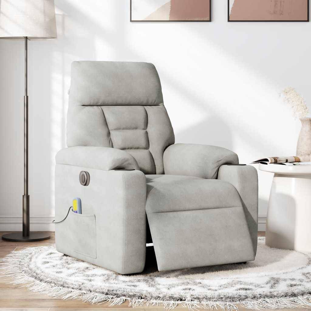 vidaXL Massagesessel Elektrisch Hellgrau Mikrofasergewebe