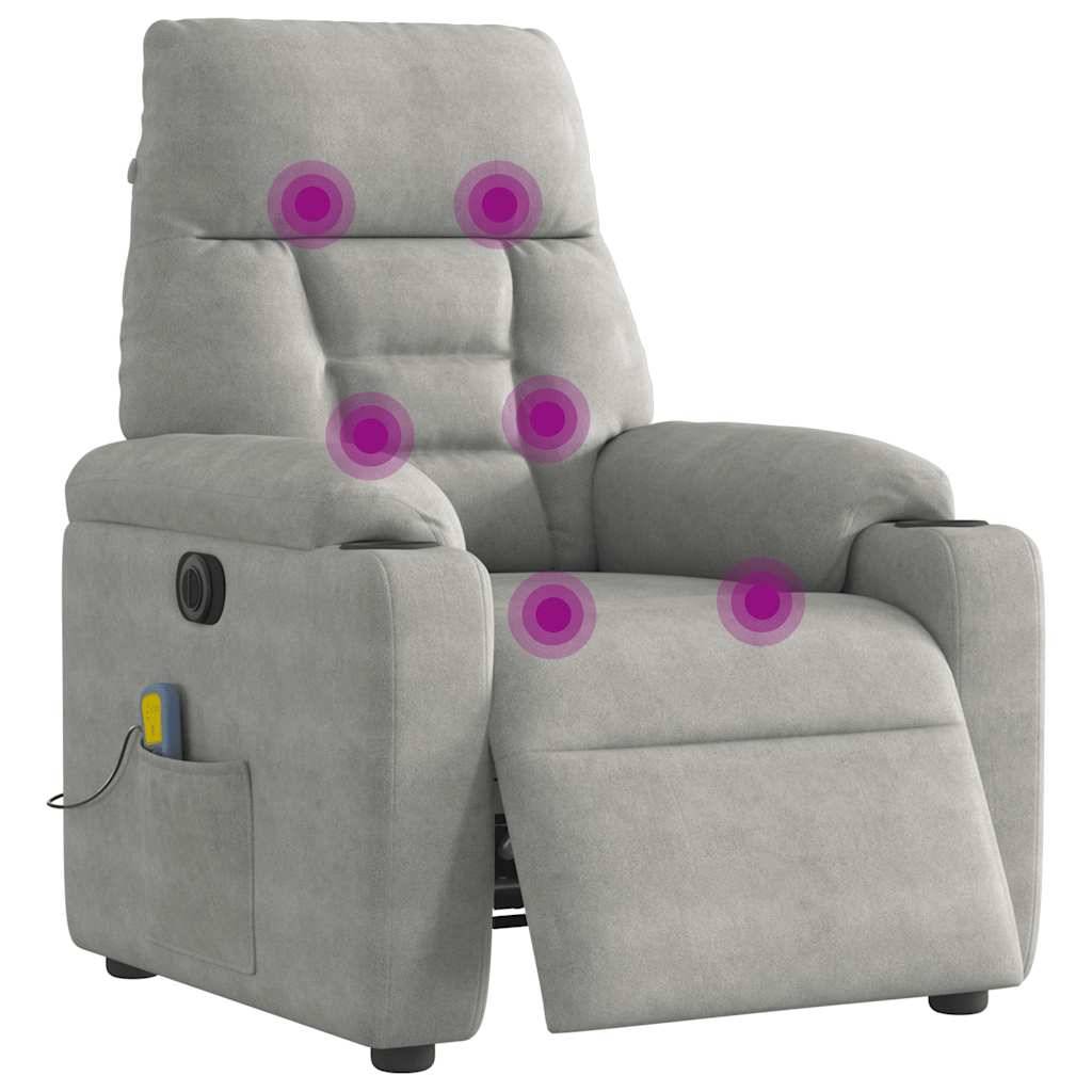 vidaXL Massagesessel Elektrisch Hellgrau Mikrofasergewebe