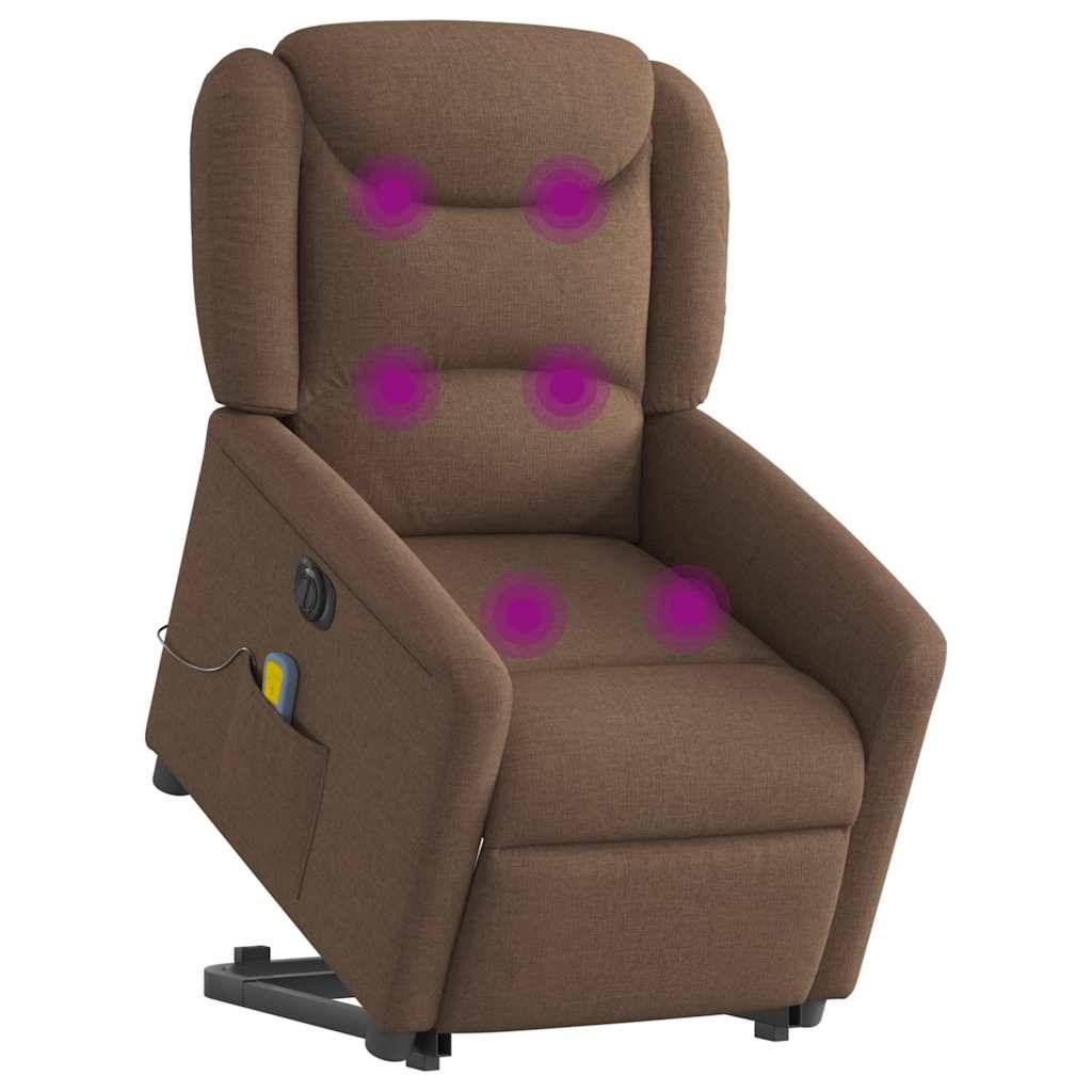 vidaXL Elektrischer Massagesessel mit Aufstehhilfe Braun Stoff