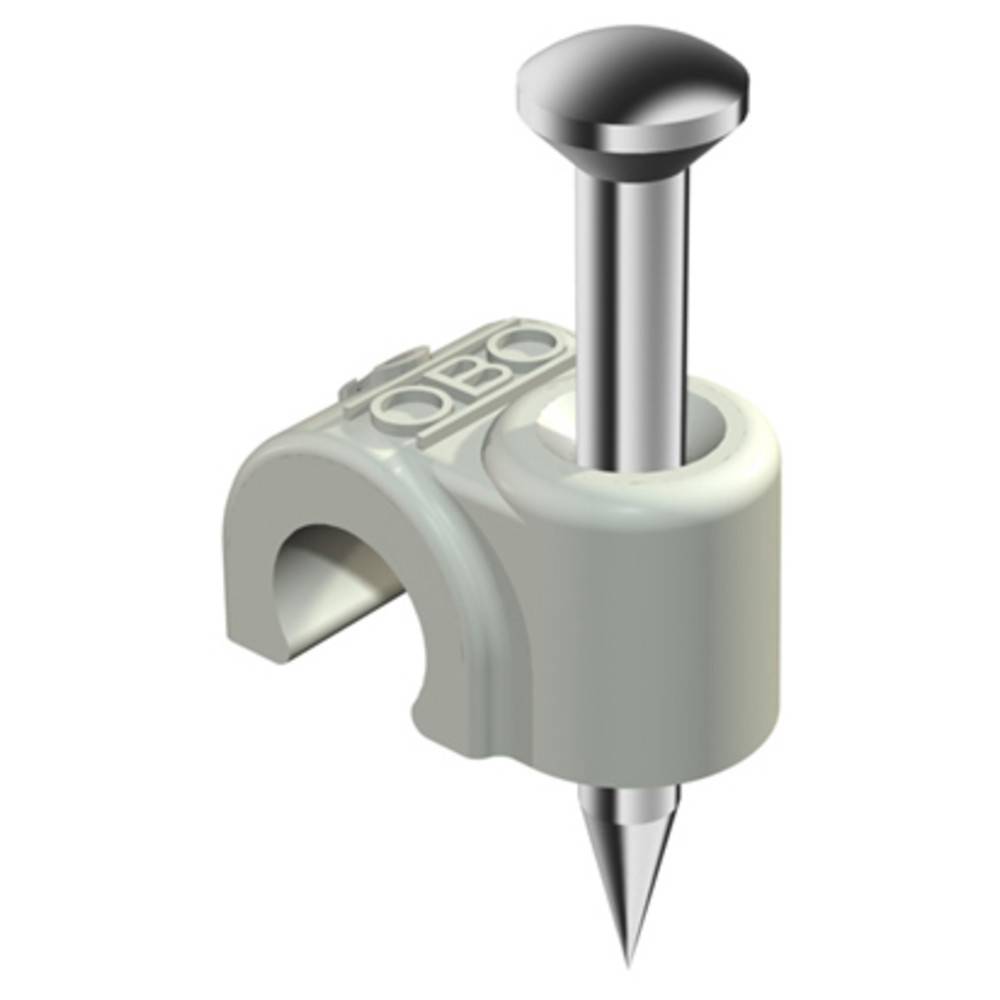 OBO ISO-Nagel-Clip Typ 2004, mit Nagel, 2 x 18 mm, für Kabel-Ø 6 mm, reinweiß