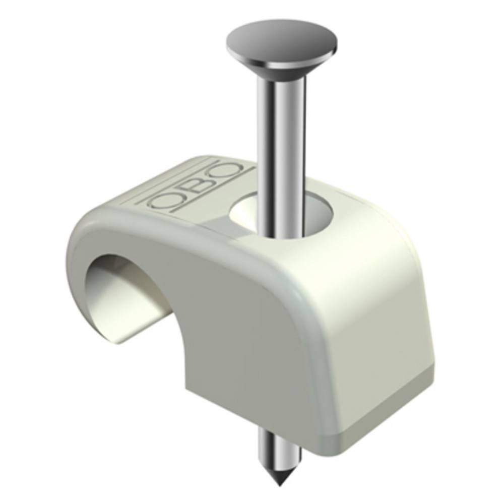 OBO Haftclip mit Nagel, reinweiß, 2 x 18 mm, für Kabel-Ø 7-12 mm
