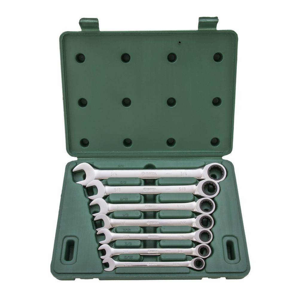 SATA 7 Tlg. Ratschen-Ringmaulschlüssel Set - 5/16, 3/8, 7/16, 1/2, 9/16, 5/8, 3/4"