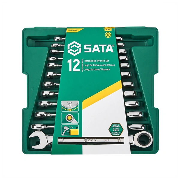 SATA Ratschen-Ringmaulschlüssel-Satz in Werkzeugeinlage, 12-teilig, 8-19 mm SATA Ratschen-Ringmaulschlüssel-Satz in Werkzeugeinlage, 12-teilig, 8-19 mm