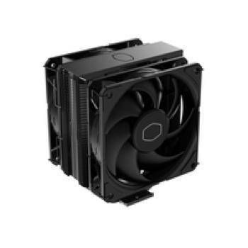 Ein schwarzer Computer-Kühlventilator mit rechteckigem Design und mehreren Klingen, geeignet für Desktop-PCs zur Temperaturregulierung und Leistungsverbesserung.