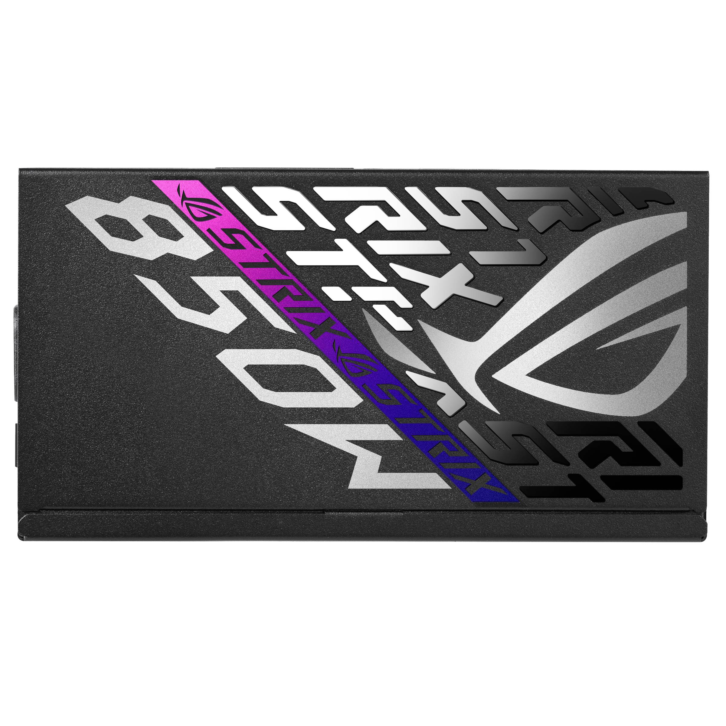 Eine schwarze ASUS ROG Strix Grafikkarten-Box mit großem stilisiertem „ROG STRIX