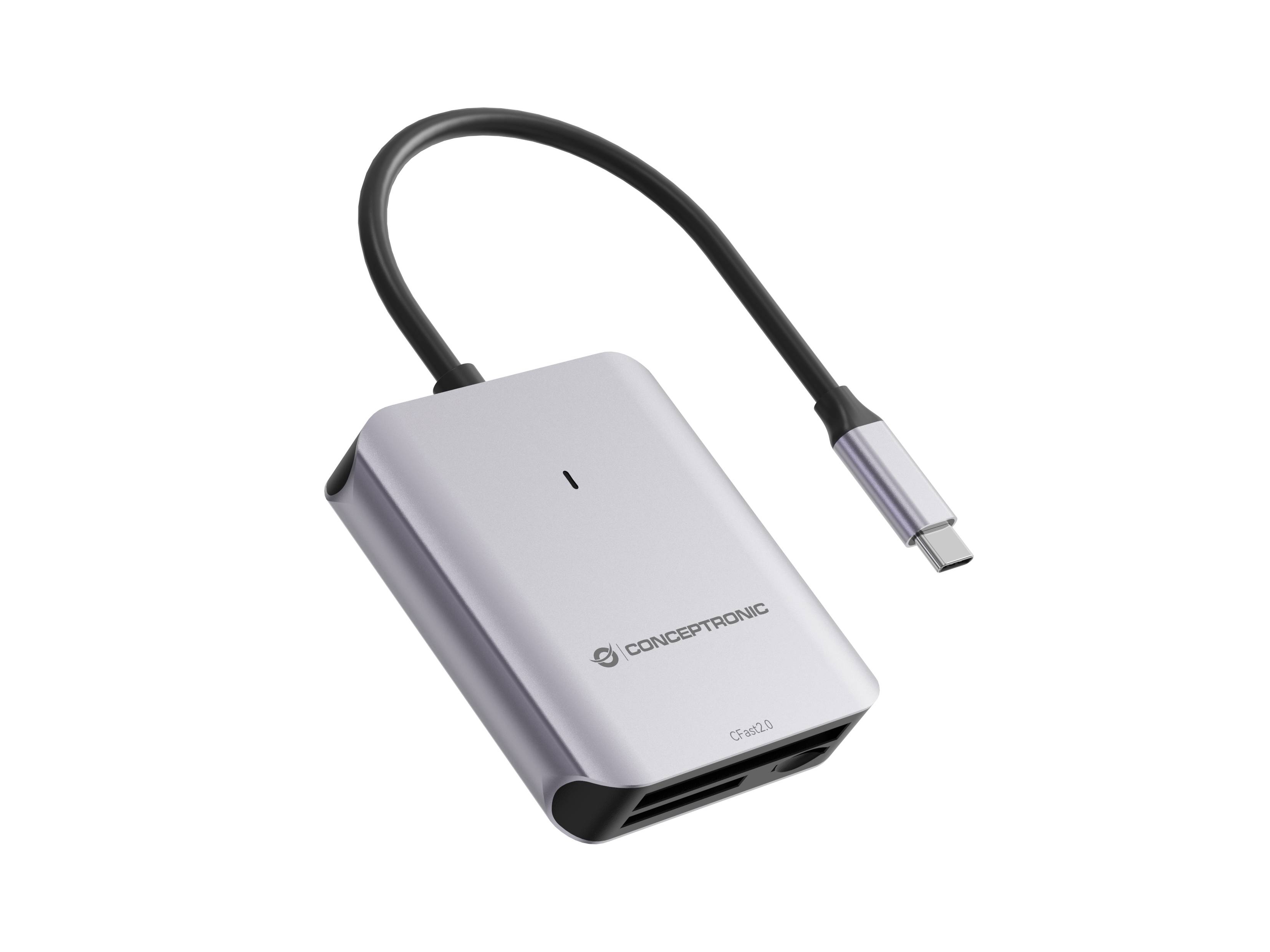 Conceptronic Card USB 3.2 Gen 2 - CFast 2.0 - SD TF/MicroSD 4.0 - Card-Reader - CompactFlash ATA Serial Transfer (CFast)