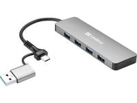 SANDBERG Hub - USB-C/A - 4 x SuperSpeed USB 3.0