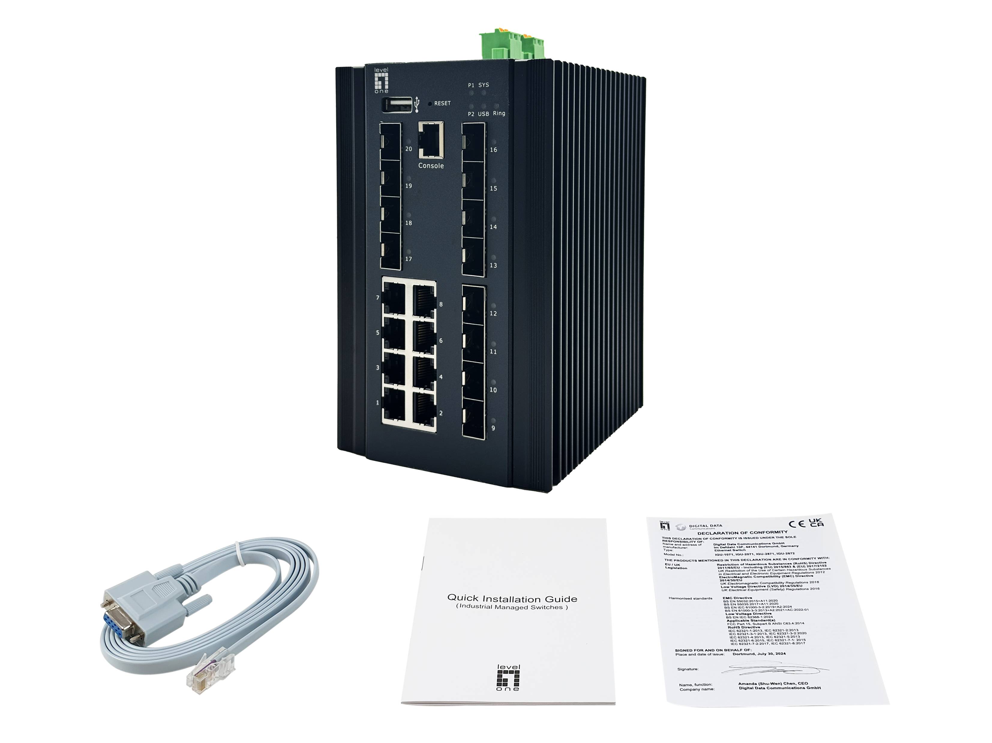 LevelOne Switch 20x GE IGX-2072 8x 1GbE 2.5GbE SFP+ sw - Switch - 1 Gbps