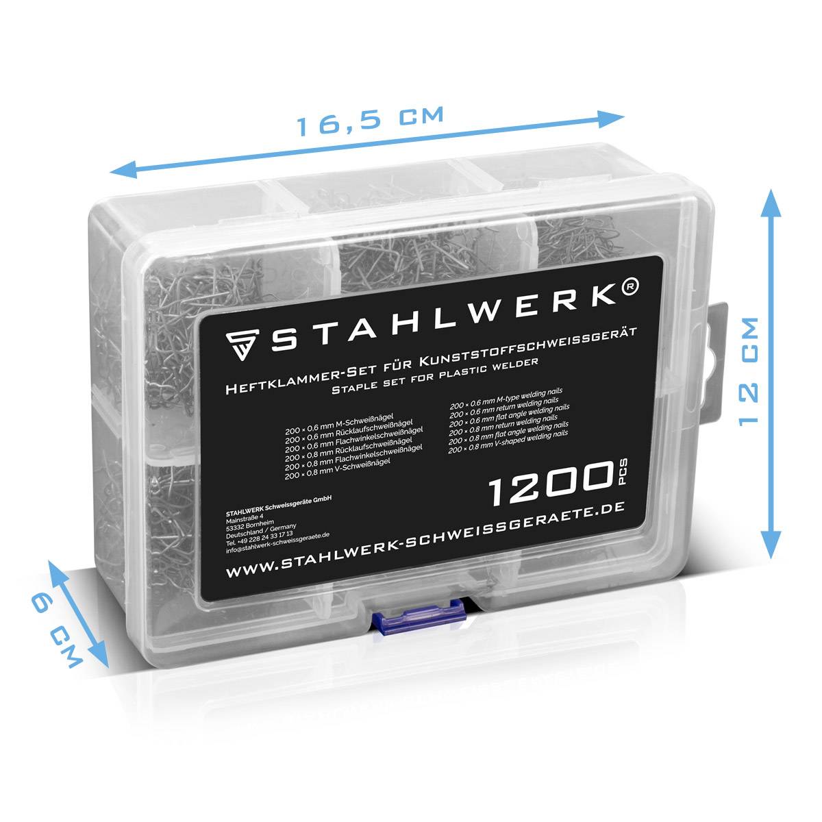 STAHLWERK Klammer Set Kunststoff-Schweißgeräte 1.200 Heftklammern Schweißnägel