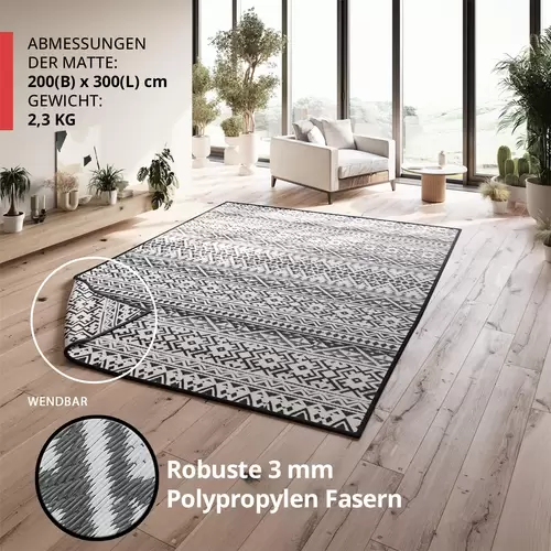 EVOCAMP Outdoor Teppich 200x300 cm - Vorzeltteppich wetterfest und leicht Picknickdecke für den Outdoor-Bereich aus Kunststoff-Fasern EVOCAMP Outdoor Teppich 200x300 cm - Vorzeltteppich wetterfest und leicht Picknickdecke für den Outdoor-Bereich aus Kunststoff-Fasern
