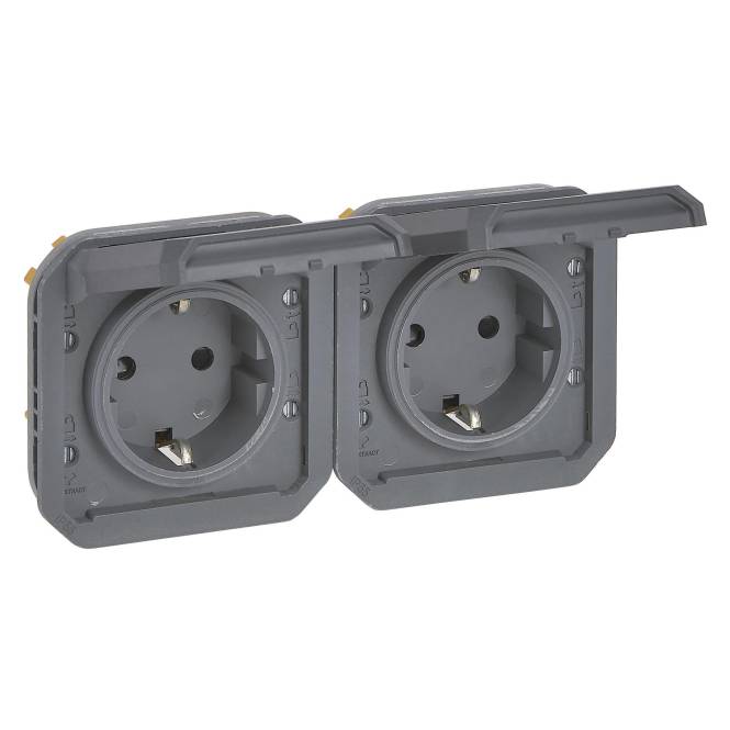 Legrand 069879L Plexo New Einsatz IP44 Steckdose 2f grau f. Einbau in Gehäuse Install.Baumaterial