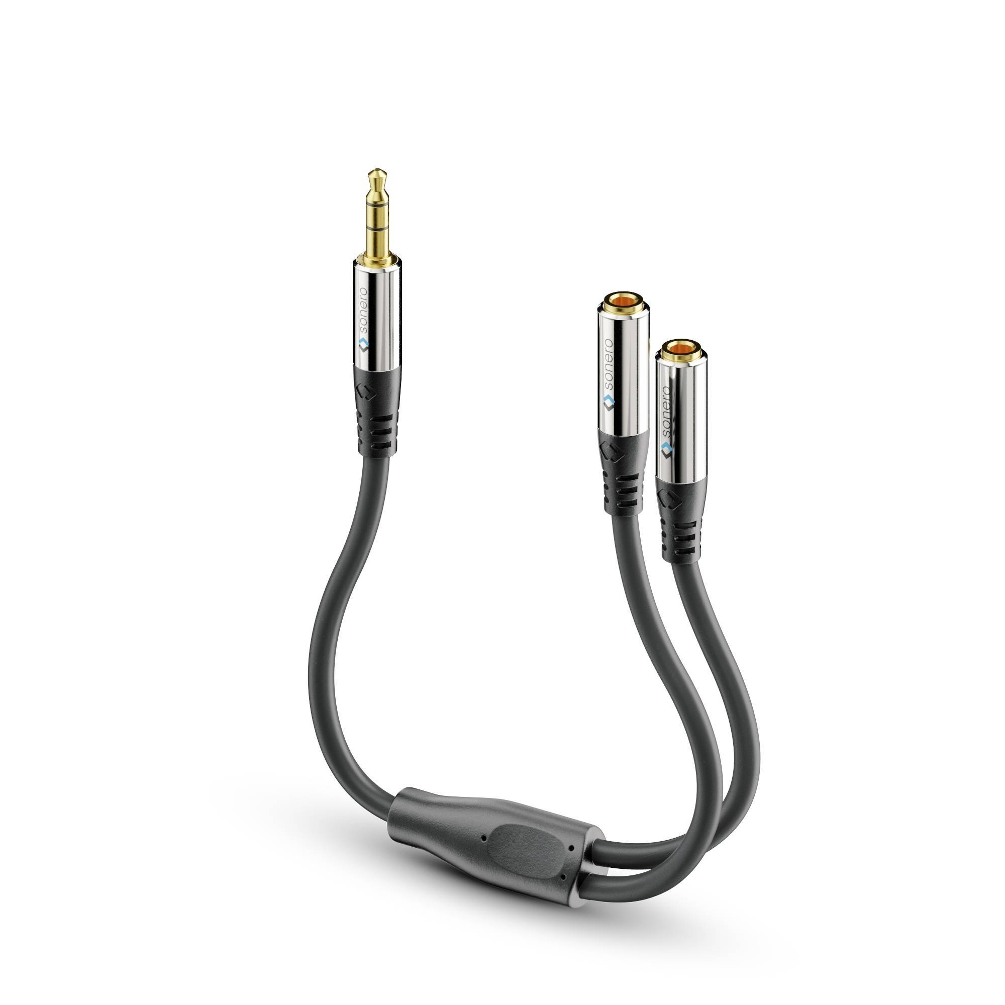 Sonero Premium Adapter-Kabel S-ACA001 3,5mm Klinkenst./2xKlinkenbu. 0,25m Unterhaltungselektr. Video