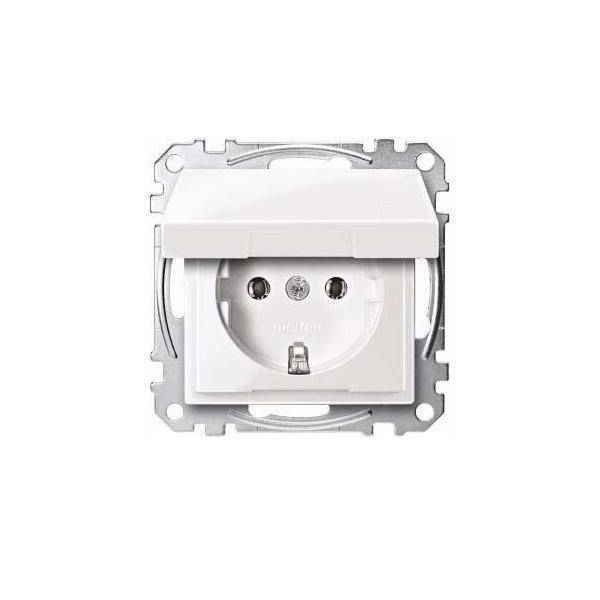 Merten SCHUKO-Steckdose StK MEG2311-0319 m.Klappdeckel polarweiß glänzend Sys.M Schalter