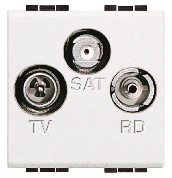 BTicino N4210D TV-Radio-SAT-Steckdose gleichspannungsdurchlässig Weiß Install.Baumaterial Schalter