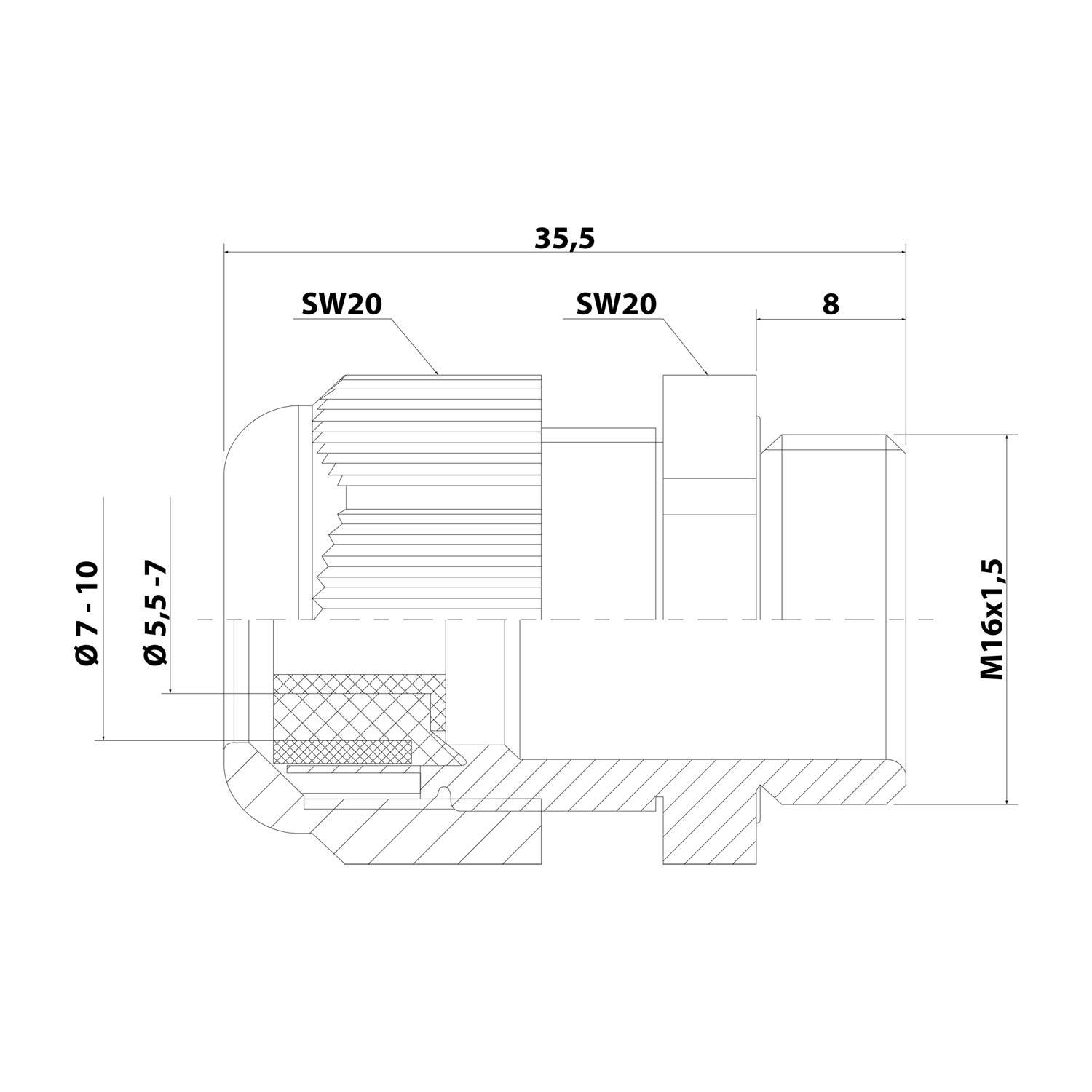 WISKA ATEX-Verschraubung M16x1,5 KKA-M16 Polyamid (PA) II2DExtbIIICDb / II2GExebIICGb / II 2G (1,2) II 2D (21,22) - 1