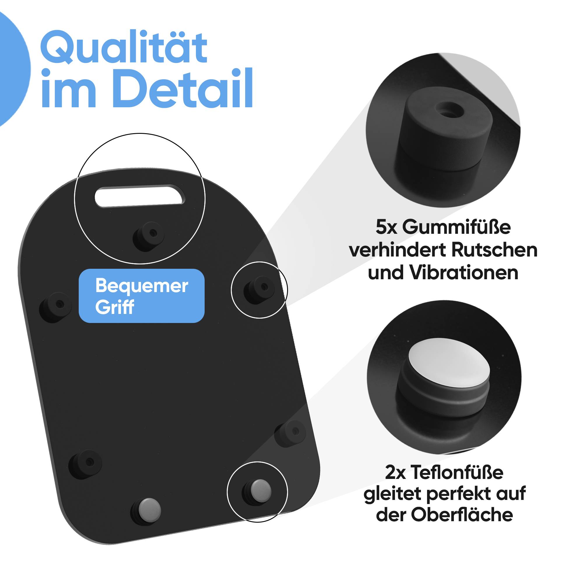 Björn&Schiller Thermomix TM6 und TM5 Gleitbrett – Sicheres Zubehör mit Anti-Rutsch-Füßen und Verschiebefunktion, Rollbrett für Thermomix