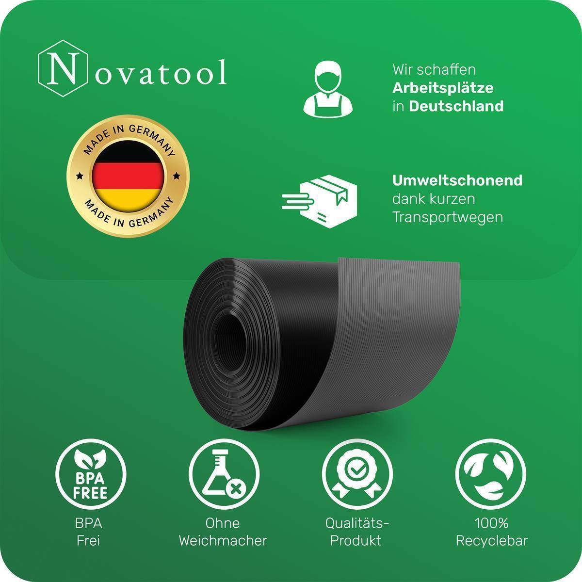 Novatool PREMIUM PP 125m Rollen Sichtschutzstreifen für Doppelstabmattenzaun ANTHRAZIT GRAU für 10 Reihen Stabmattenzaun Sichtschutzstreifen langleb