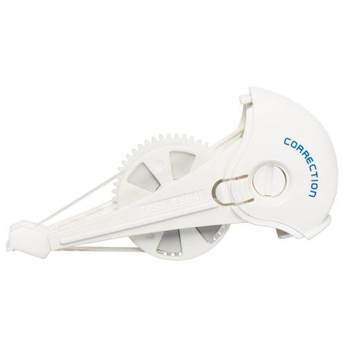 Ein weißer Korrekturband-Spender mit der Aufschrift „CORRECTION