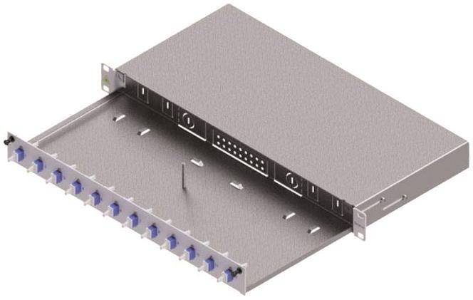 EasyLan LWL Verteilerfeld Basic LSB0B225 Grade C 1HE/12P 12xLC-Duplex OS2 RAL7035 Netzw.Telekomm
