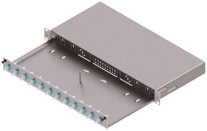 EasyLan LWL Verteilerfeld Basic LSB0B223 Grade C 1HE/12P 12xLC-Duplex OM3 RAL7035 Netzw.Telekomm