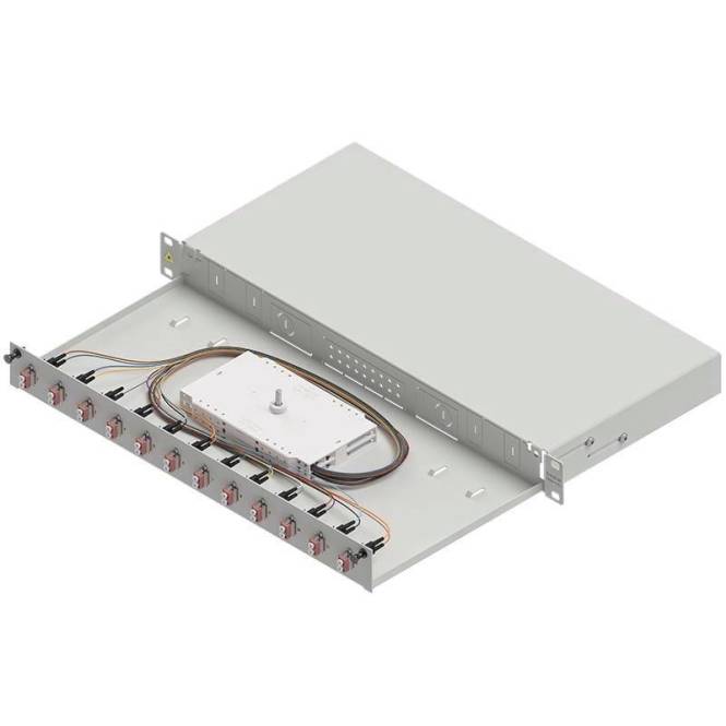 Easylan LWL-Spleißgehäuse Basic LSB1B224 1HE 12x LC-Duplex Standard OM4 ausziehb. Netzw.Telekomm