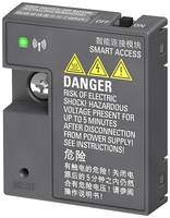 Ein schwarzes elektronisches Modul mit Textwarnungen. Es heißt: „GEFAHR: Stromschlaggefahr! Nach dem Trennen können gefährliche Spannungen bis zu 5 Minuten lang vorhanden sein. Siehe Anleitung.