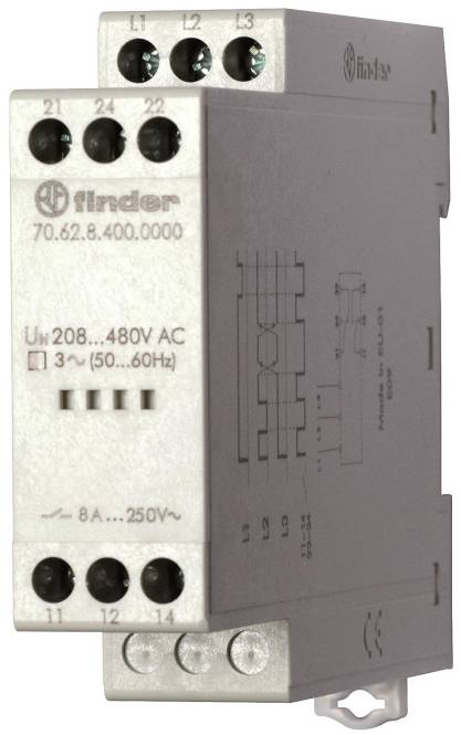 Finder 3-Phasen-Netzüberwachung 70.62.8.400.0000 2W 8A 208-480VAC Industriematerial