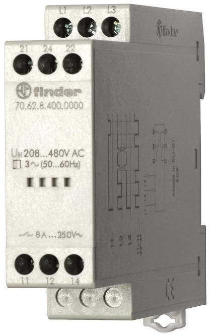 Finder 3-Phasen-Netzüberwachung 70.62.8.400.0000 2W 8A 208-480VAC Industriematerial