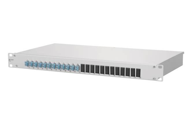 Metz OpDAT fix 12xLC-D OM3 1502557712-E Keramik aqua bestückt 19 1HE Spleißbox Netzw.Telekomm
