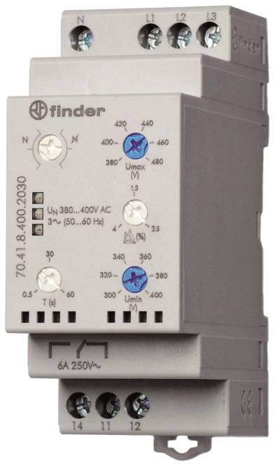 Finder 3-Phasen-Netzüberwachung 70.41.8.400.2030 1W 6A 380-415VAC Industriematerial