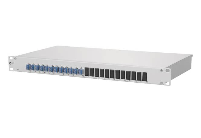 Metz OpDAT fix 12xLC-D OS2 1502597412-E Keramik blau bestückt 19 1HE Spleißbox Netzw.Telekomm