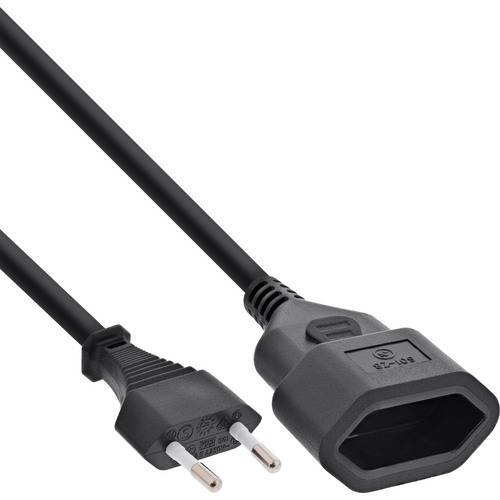 InLine® Euro-Verlängerung, Eurostecker an Eurokupplung, schwarz, 0,5m Kabel Stromkabel extern Euro