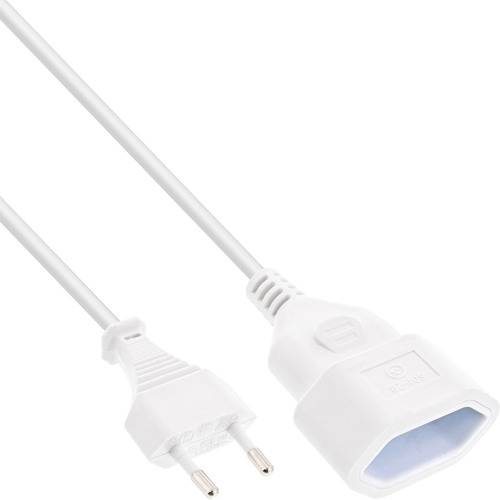 InLine® Euro-Verlängerung, Eurostecker an Eurokupplung, weiß, 0,5m Kabel Stromkabel extern Euro 8