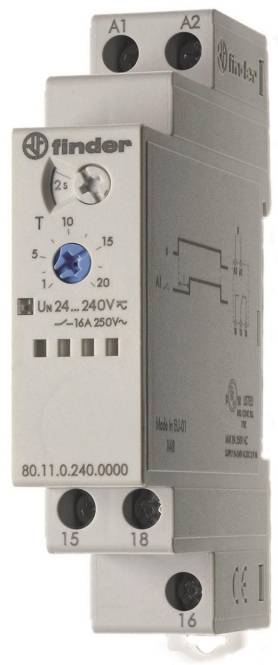 Finder Zeitrelais 80.11.0.240.0000 1W 16A 24-240VAC/DC Industriematerial Ind-Schaltgeraete