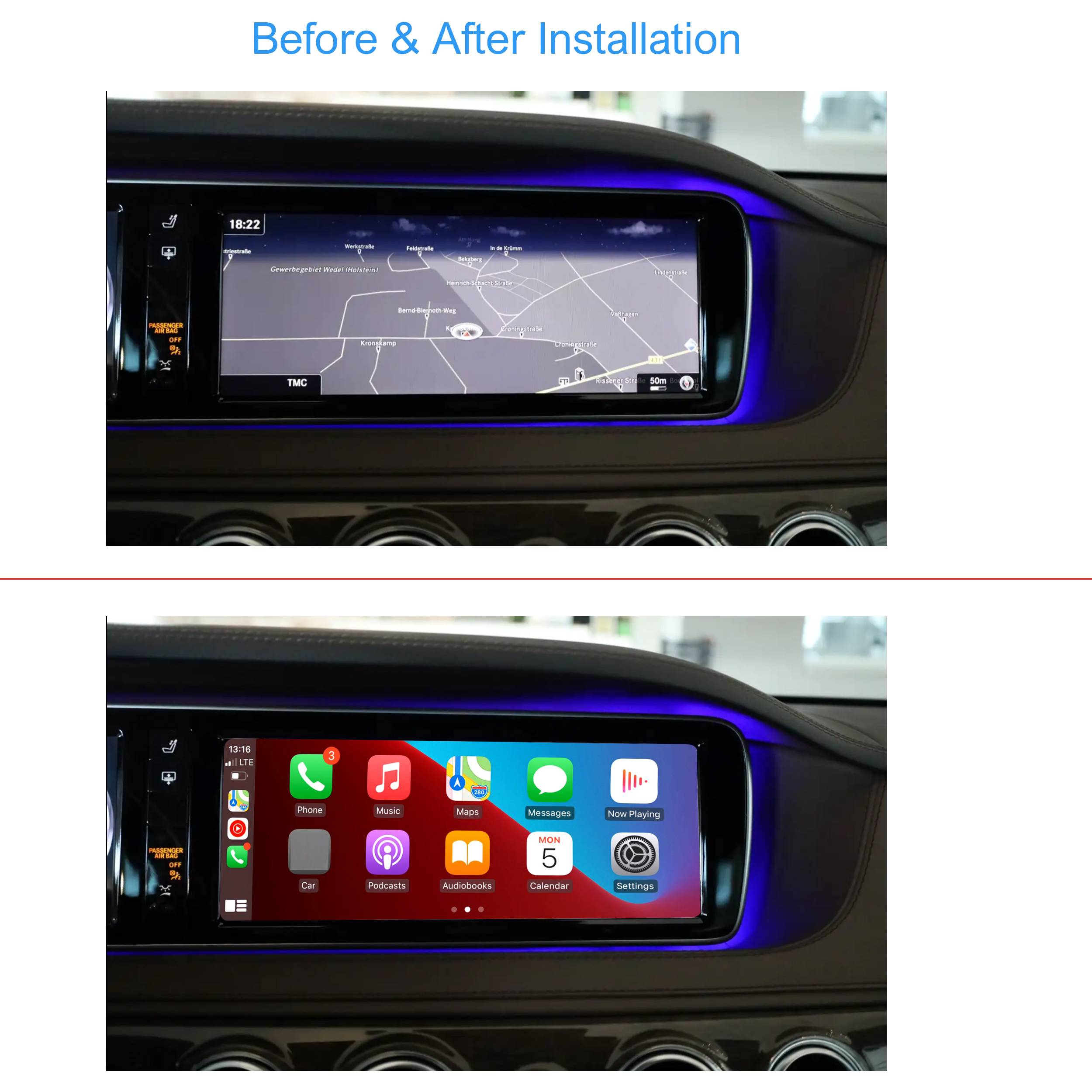 Für Mercedes Benz S Class W222 12" Touchscreen Android GPS Navigation Carplay