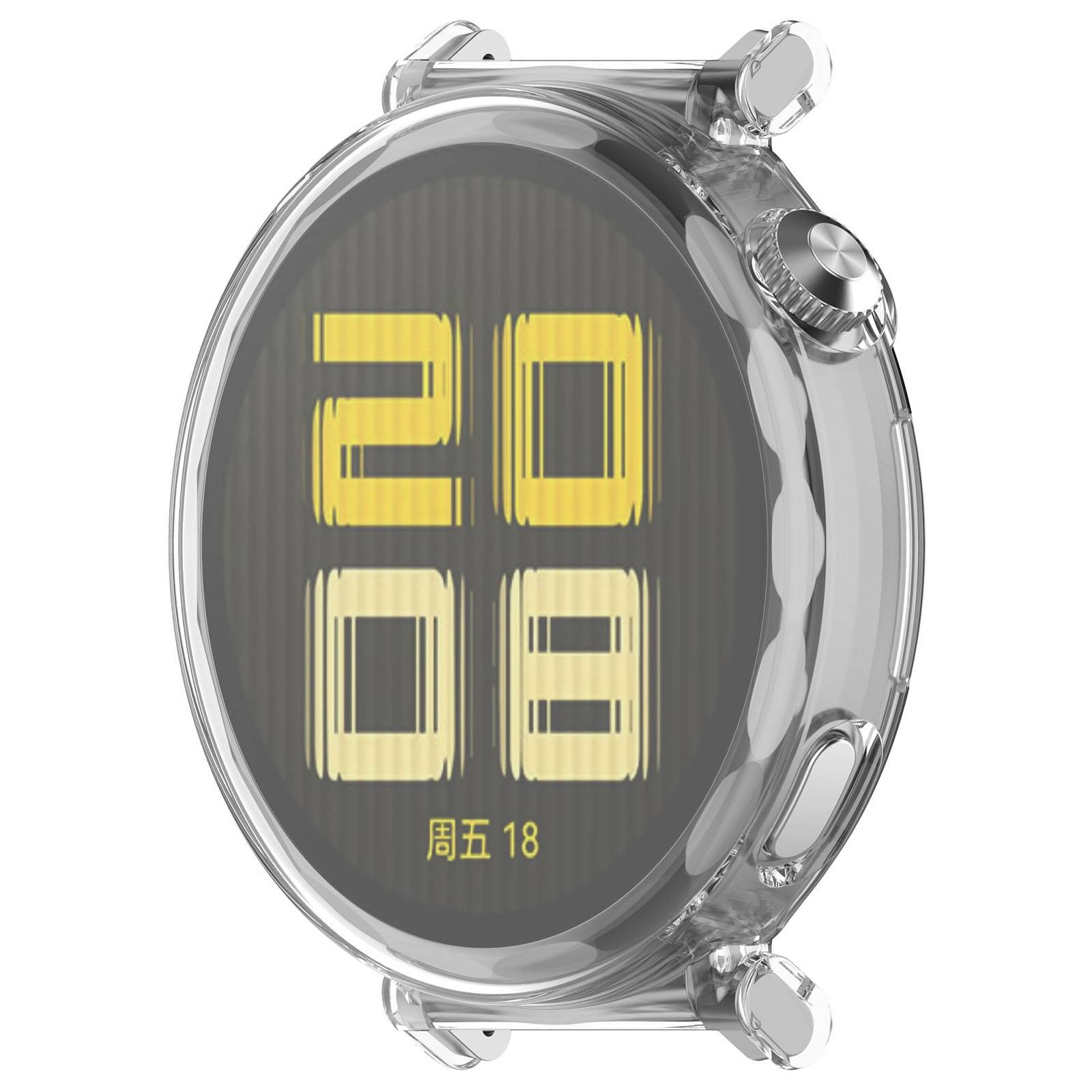 Runde Smartwatch mit digitalem Display, das „20