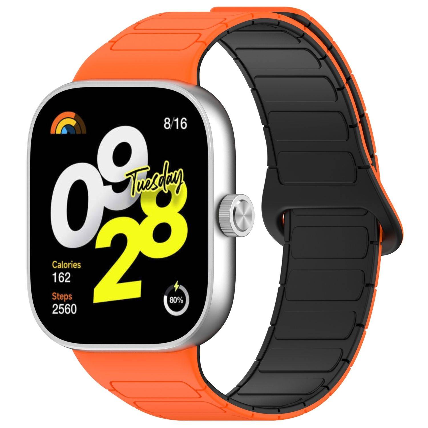 Für Xiaomi Smart Band 9 Pro / 8 Pro Two Color Silikon Magnetisches Ersatz Arm Band Orange