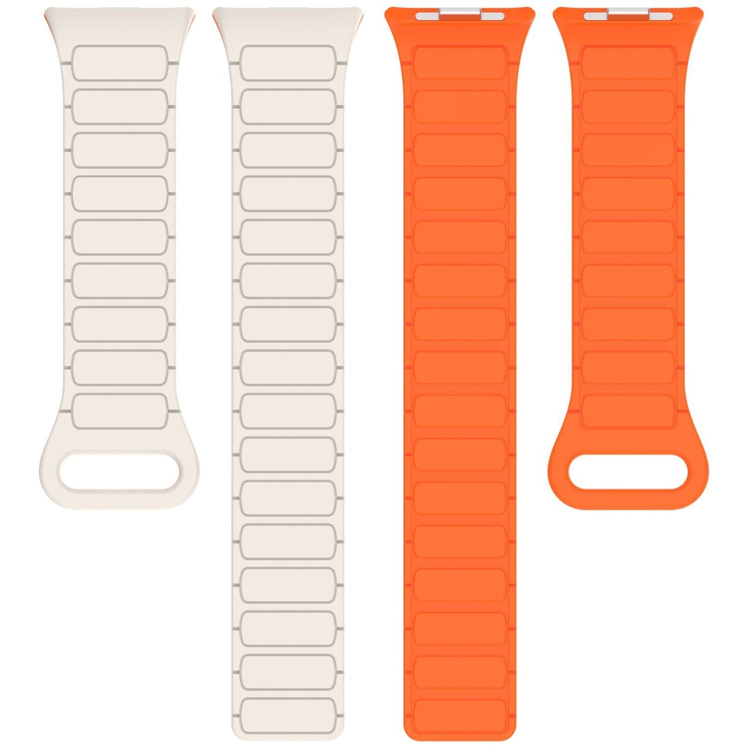 Für Xiaomi Smart Band 9 Pro / 8 Pro Two Color Silikon Magnetisches Ersatz Arm Band Orange