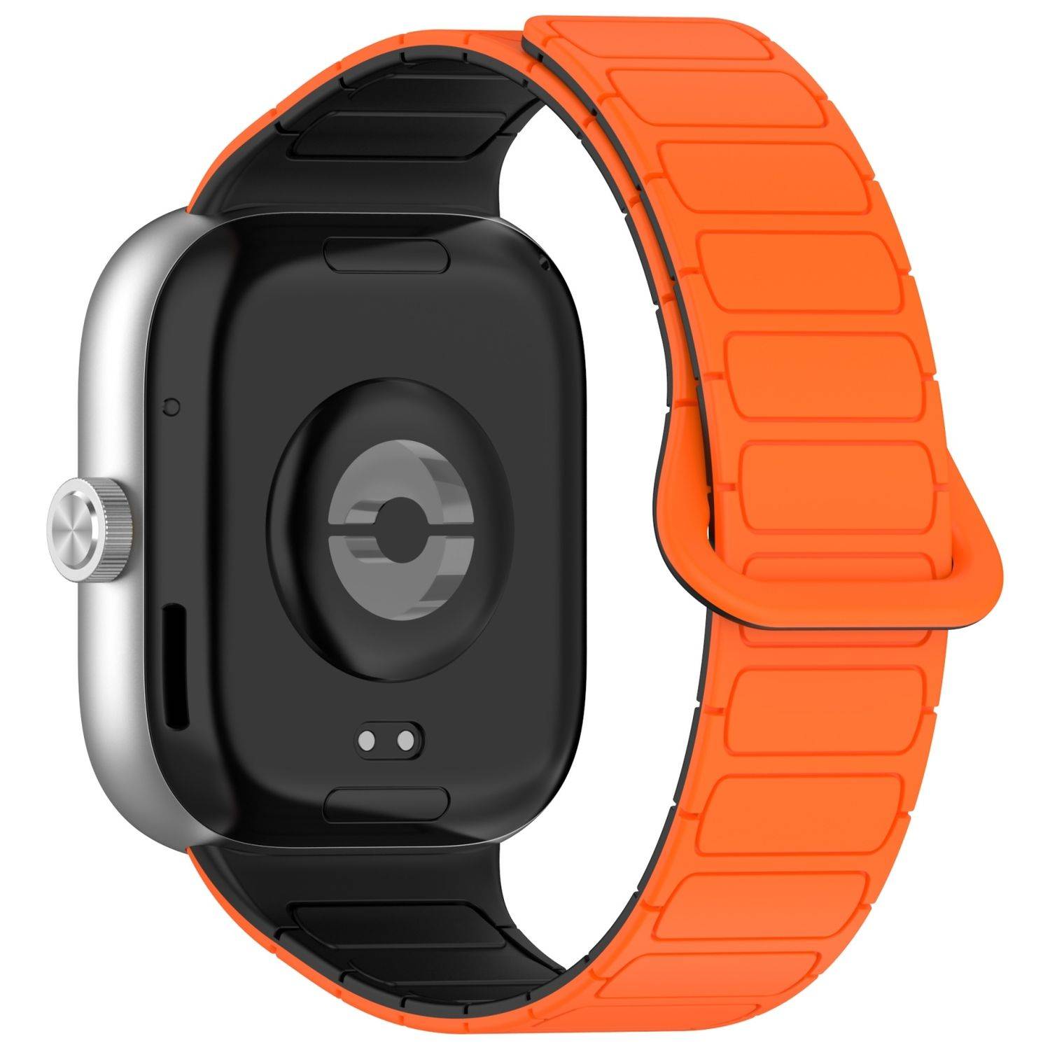 Für Xiaomi Smart Band 9 Pro / 8 Pro Two Color Silikon Magnetisches Ersatz Arm Band Orange